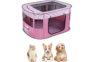 WAVATA Recinto per Cani Pieghevole 70 x 55 x 40 cm, Recinto per Gatti da Interno Anche per Esterno, Box Traspirante Portatile per Gatti Conigli Cuccioli