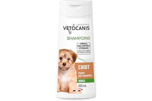 Vetocanis | Shampoing Chiot PH Neutre 300 ml | Shampoing Hydratant à base d'Extraits de Plantes et d'Amande Douce pour Chiot | Respecte la Peau et le Pelage de votre Compagnon