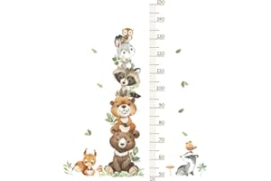 IFUDE Kinder Höhe Diagramm Wandtattoo Messlatte Süße Cartoon Tiere Wald Wandaufkleber, Abnehmbar DIY Wandbild Wandsticker für Kinderziemmer Babyzimmer Dekoration