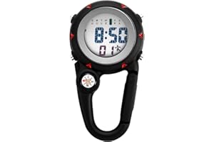 JewelryWe Orologio digitale da uomo e donna con clip mini microlight orologio zaino fibbia cintura orologio da polso per arrampicata su roccia medici infermieri chef