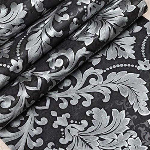 Luxury modern metallic damask vinyl wallpaper Embossed silver gray wall paper for living room TV background covers 10 MT Roll, D
