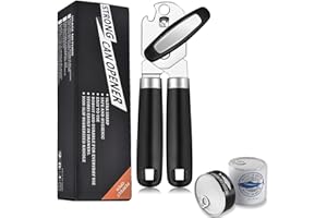 Ouvre-boîte manuel professionnel 3 en 1 en acier inoxydable avec poignée antidérapante, outil de cuisine facile à utiliser pour les mains de l'arthrite