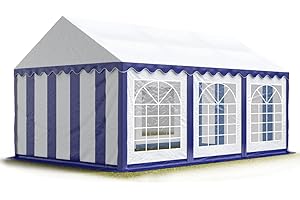 TOOLPORT Party-Zelt Festzelt 3x6 m Garten-Pavillon -Zelt PVC Plane 700 N in blau-weiß Wasserdicht