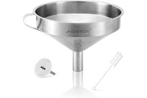 HAUSPROFI - Entonnoir avec Filtre en Acier Inoxydable de 18 cm pour Transmission des ingrédients liquides