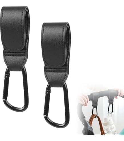 Ganci Portaborse Per Passeggino | 2 Pezzi Khaki | Clip Universali Per Borse E Spesa | Accessori Genitori