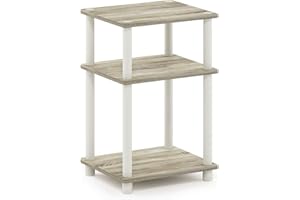 Furinno Beistelltisch mit 3 Ablageebenen, Holz, Sonoma Eiche/Weiß, 29.21 x 34.04 x 57.91 cm