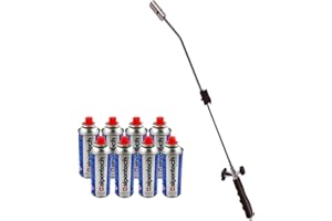 Alpentech KZ Garden – Herbicida térmico piezoeléctrico con antorcha de gas + 8 recargas herbicida térmica, quemador de césped, linterna de jardín