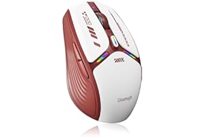 Uiosmuph G19 Mouse Wireless Bluetooth, 3 Modalità (BT5.1/5.0+2.4G) Ricaricabile, livello della batteria visibile, 1600 DPI per Laptop, MacBook, PC, Windows, Android, Rosso