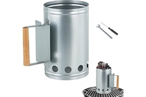 BAISHUWU Cheminée Barbecue en Galvanisé, 27,9 x 17cm Cheminée d'allumage, Cheminée pour Barbecue avec Poignée, Démarreur de Cheminée au Charbon de Bois, avec les Outils d'installation, pour Camping Grillades