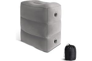 ACONDE Nadmuchiwana poduszka pod nogi do podróży, z regulacją wysokości, podnóżek, samolot, idealna do biura, domu i większości podróży, szara