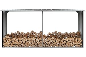 Festnjght Leñero Exterior Casetilla para Leña 330 x 92 x 144/153 cm de Madera Almacenamiento apilables Ayuda Exterior