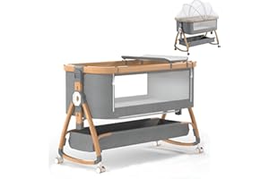 P PARVULÍ PARVULI Cuna Colecho Portátil y Ajustable 6 en 1 - Cunas para Bebes y Moises para Bebe - Ideal para Madres y Padres Que Buscan Comodidad y Seguridad para Sus Pequeños (Gris)