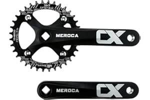 SURIEEN Black Square Crankset with Chainring Single Speed Crankset MTB Crank for Mountain Bike, Road bike, Folding bike