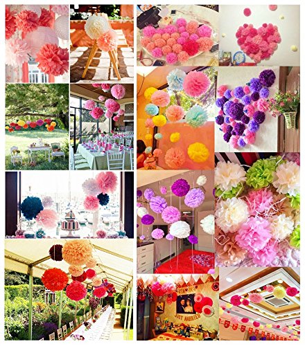 JZK® 10 x 25 cm durchmesser, Papier hängende Blume Seidenpapier Bälle Kugeln Pom Pom Poms Pompom Pompoms Pompon Pompons, Dekorationen Zubehör für Hochzeit Geburtstag Baby Dusche heilige Kommunion Graduierung Taufe Party Liefert Weihnachten Halloween Schlafzimmer etc., Orange - 6