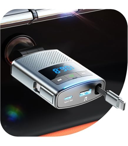 Bluetooth FM Transmitter for Car, Wireless Bluetooth 5.0 Radio Adapter Car Kit with Handsfree Calling 2 USB Ports Voltage Detection Support TF Card U-Disk