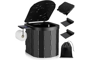 TEBOKHAD WC Portatile da Campeggio con Supporto e Borsa per la Conservazione Supporta Fino a 150KG Gabinetto Portatile Adulti 24 Sacchetti Lgienici per Camper, Escursionismo & Emergenze