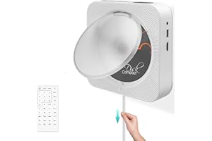 Adirigo Tragbarer DVD- / CD-Player mit Bluetooth, integrierter HiFi-Lautsprecher zur Wandmontage, Home-Audio-Boombox mit Fernbedienung, HDMI für TV-Anschluss, FM-Radio, USB-Player für Kinder