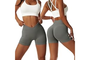 Arkim Legging Court Femme de V Taille Short Sport Cycliste Femme Anti Frottement Cuisse Legging Sport Femme Short Running Fitness Yoga Court Femme