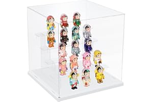 Nynelly 5 niveles escaparate acrílico transparente, caja de presentación Funko Pop escaparate antipolvo para figuras de acción, juguetes de colección, color blanco, 12,6 "Lx12,6 Wx12.7 H
