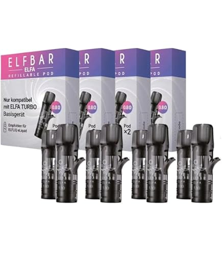 ELFBAR® ELFA Leerpods Selbstbefüllbar 0.8 Ohm - Nachfüllbare Pods für ELFA  System - 2ml Tankvolumen - Ohne Nikotin, Ohne Liquid