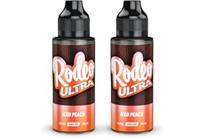 Twin Pack - 2 x 100ml Peach Iced Vape Liquid Vape Juice E Liquid 70/30 Ecig Juice Cigarette Liquid Sub Ohm Juice Flavoured E Juice E-Liquid Nicotine Free Vape Short Fill Rodeo Ultra (Rodeo E Liquid)