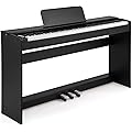 KOMFOTTEU Piano Numérique 88 Touches pondérées, Mode Split, Clavier Pianos Électroniques avec 128 Sons +Rythmes, 30 Morceaux de Démonstration, Piano Numérique avec Pupitre, 3 Pédales, MIDI
