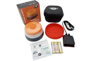 The Boutique for your Car - Baliza, Luz de Emergencia con Geolocalización Homologada por la DGT, Visibilidad 360º, Luz LED, Incluye 3 Pilas LR6 AA (Kit de baliza)