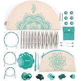 KNITPRO The Mindful Collection The Warmth Set Değiştirilebilir Paslanmaz &Ccedil;elik İğne 10 cm, Mavi Yeşil ve Ekru, KP36310