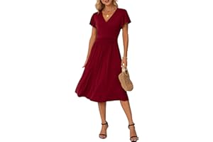 GRECERELLE Womens Summer Wrap Dress Ladies Casual Ruffle Short Sleeve V-Neck Floral Beach Dresses for Women