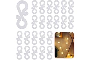 DECARETA Ganci per Grondaie, Mini Ganci per Luci Natalizie in Plastica, 50 Pezzi Clip a Forma di S Ganci per Grondaie Piccoli per Natale, Decorazione per Feste Fuori Luci a Corda