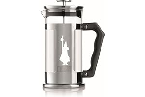 Bialetti Prensa de café Preziosa, filtro de prensa francesa para café o té, cuerpo de acero inoxidable y recipiente de vidrio borosilicato, apto para lavavajillas, 350 ml, para 3 tazas