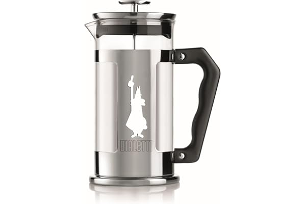 Bialetti Preziosa kaffepress, fransk pressfilter för kaffe eller te, rostfritt stålkropp och borosilikatglasbehållare, diskmaskin säker, 350 ml, för 3