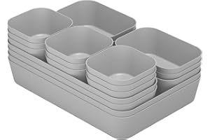 Fiambrera Schubladen Organizer, 18 Stück 4 Größen Orgenizerboxen Schminktisch Organizer, Schubladen Ordnungssystem Rutschfest für Makeup, Schreibtisch, Bad, Badezimmer, und Küche