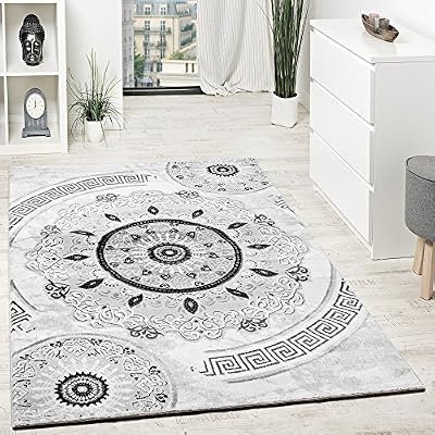 Paco Home Tapis Design Avec Fil Brillant Motifs Classique Ornements Gris Noir Anthracite , Dimension:160x220 cm