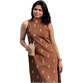 GoSriKi Women's Viscose Printed A-Line Kurta with Pant | Sleeveless Ethnic Kurta Set for Women | Casual Office Kurta Pant Set