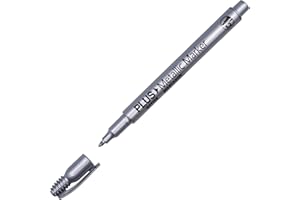 Plus Office – Rotulador con Efecto Metalizado, Marcador Permanente para Escribir, Pintar, Marcar Cualquier Tipo de Materiales, Metálico con Punta de 1.2mm (Plata)