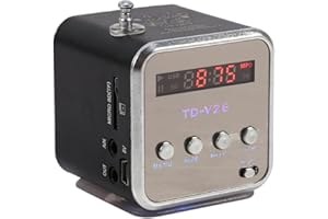 fosa Digital Portable Mini Speaker Music MP3/4 Player Micro SD/TF USB Disk Speaker FM Radio for Outdoors & Indoors: Home, Dorm Room, Kitchen, Bathroom, Car, Parties, Travel, Sports, ect(Black)