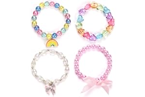 MAEOETTY Maelovebunny 4pcs Elegant Girls Colourful Bracelets, Toddler Rainbow Jewelery Bracelets Party Bag Stocking Filler Friendship Bracelet Set