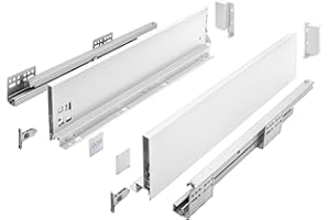 GTV - Système de Tiroirs Axis Pro, Ensemble de Tiroirs, Extraction Totale, Amortissement Intégré, Charge 40 kg, Tiroir Coulissant avec Fermeture Douce - Largeur 400 mm, Hauteur 120 mm, Blanc