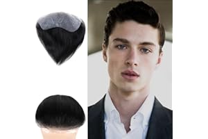 Lordhair Parrucca Uomo PU Frontale,100% Remy Human Hair per Protesi Capelli da Uomo,Toupee European Human Hair Pieces For Men