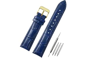 AIYIRUO Cinturini per Orologiin Pelle Coccodrillo Modello in Vera Pelle Morbida e Durevole Bracciale di Ricambio Acciaio Inossidabile Metallo Argento oro Fibbia per gli Uomini Donne (12mm-24mm)