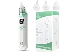 Deuknice Electric Baby Nasal Aspirator, Baby Nose Sucker, Baby Nose Cleaner Vacuum Cleaner, Rechargeable Nose Cleaner with 3 Suction Levels and 3 Silicone Nozzles Anti-Backflow