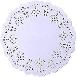 Centrini di Carta Rotondo Merletto Carta Sottobicchieri,100 pezzi Bianco Pizzo Centrini Rotondi Torta di Imballaggio Pads Sto