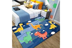 STICKER SUPERB. Alfombras Infantil Dinosaurio 3D Alfombra Salon Antideslizante Gris Azul Música Rock Tiranosaurio Alfombras Gaming Alfombra de Habitación Alfombra para Niños Lavable (Azul Marino,120 x 160 cm)