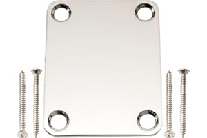 Musiclily Pro Stahl 4-Loch Halsplatte für Strat Tele Style E-Gitarre oder Bass, Nickel