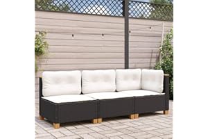 Faroom Sofá Jardín de Ratán de 3 Plazas, Sofas Exteriores de Terraza con Cojines Acolchados, Sofas Terraza 2 Plazas, Muebles Jardín Exterior Conjunto Jardín Negro
