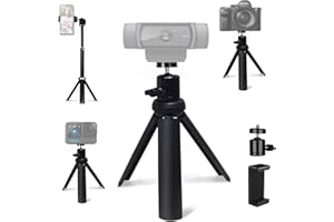 NexiGo Lightweight Mini Tripod for Camera/Phone/Webcam, Extendable Tripod Stand Compatible with NexiGo Logitech Webcam C920 C922 Brio iPhone/Android/Camera, for Vlogging, Live Streaming, Zoom Meeting
