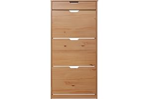 ‎INTER-FURN Inter-Furn Garderobe Schuhschrank Schuhkommode Schuhkipper Mestre, 60 x 124 x 25 cm Honigfarben lackiert Massivholz 204481144 Kiefer Honig