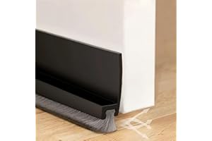 Cotensta 100cm Noir Joint de Porte, Joint Brosse Isolation Phonique Porte, Auto-adhésif et Peut être Coupé à la Taille, Boudin de Porte, Calfeutrer Bas de Porte, (Black)