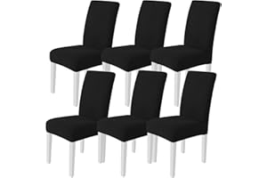 Ystyle Fundas Sillas De Comedor Pack 6, Fundas Sillas Ajustables, Cubre Sillas Elástico Universal, Funda Sillas Comedor Desmontables Lavables para Banquetes Hogar Restaurante Hotel, Negro
